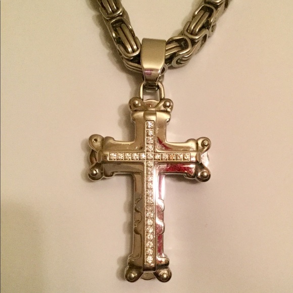Stainless Steel mans Chain and Cross Pendant  222g - Picture 1 of 8